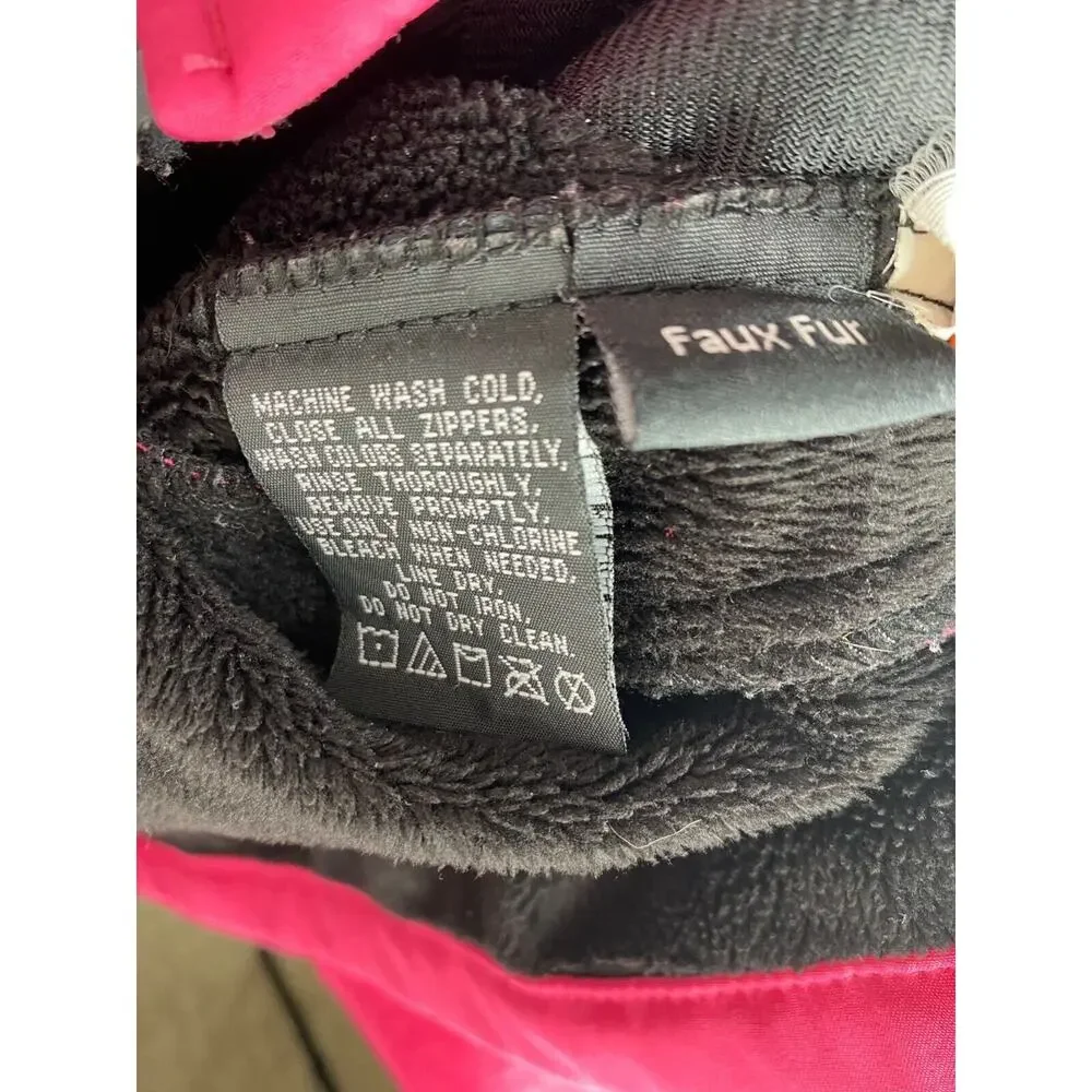 Snowzu Pink Black Hooded Zip Up Pockets Girls Jacket Size 10 12 M Medium